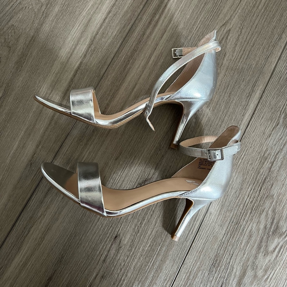 BP Silver Strappy Sandal Heels